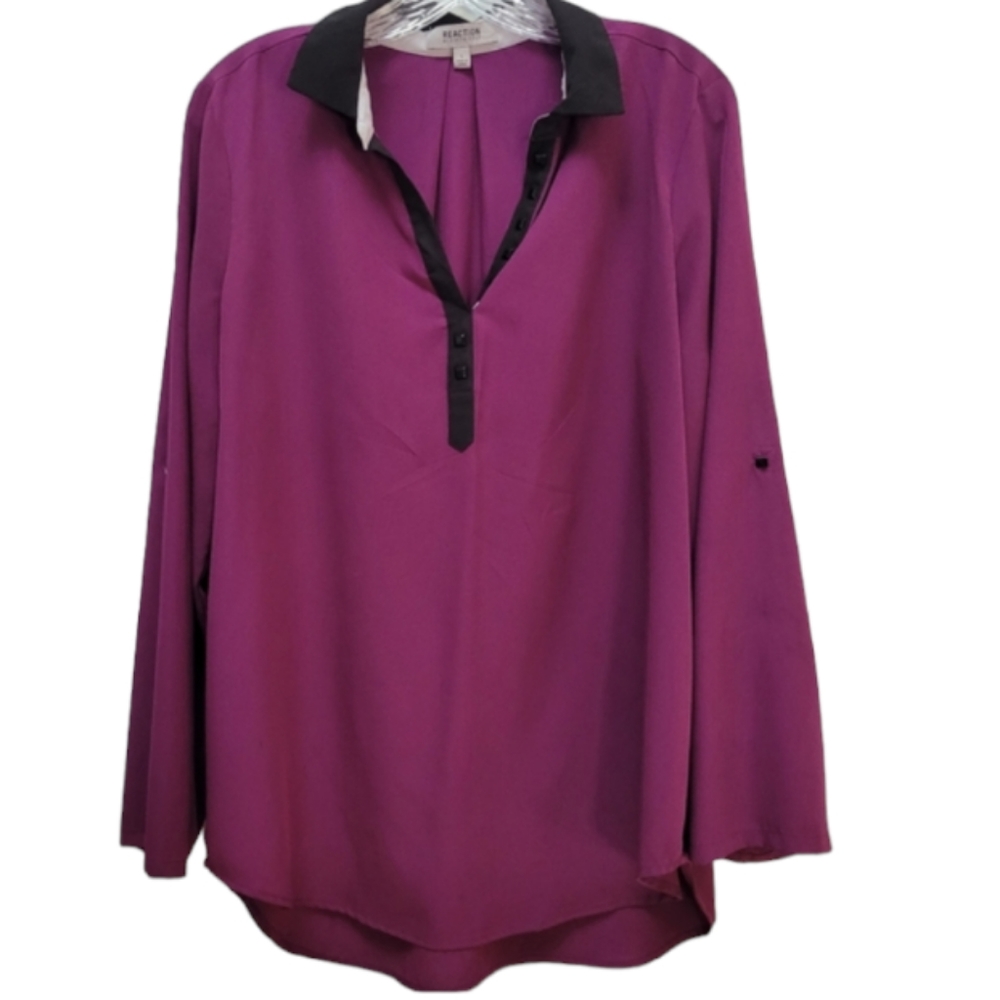 REACTION KENNETH COLE | Dark Purple Blouse, Sz. L